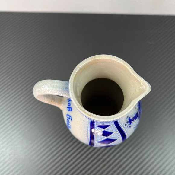 Vintage Pitcher Reinhold Merkelbach Cobalt Blue Lion Salt-glazed Germany Signed - Picture 4 of 7